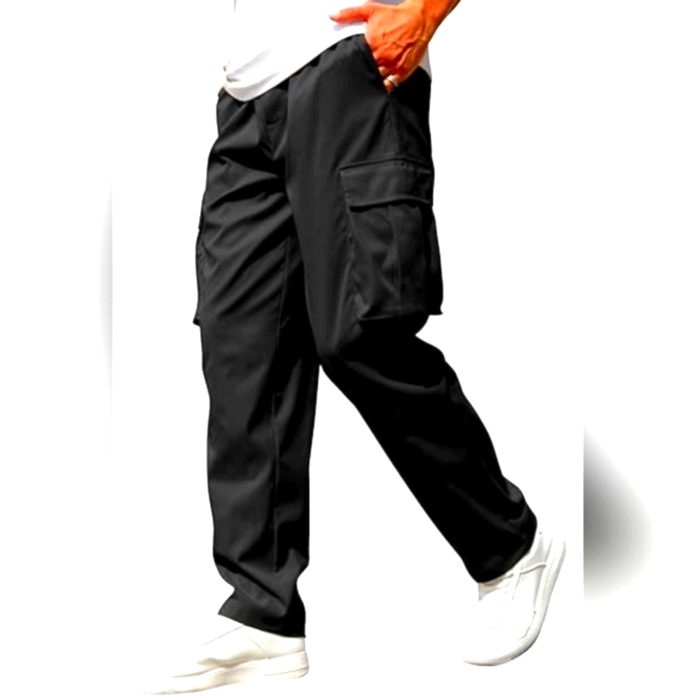 🎱 NWOT Men's Black Tactical Drawstring Cargo Pants - 2XL - Picture 3 of 5